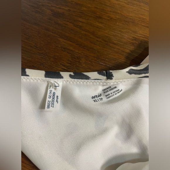 Aerie White with Gray Cheetah Print Bikini with High Rise Bottoms - Picture 2 of 6